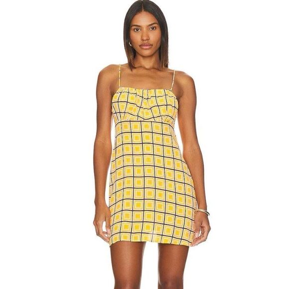 Faithfull The Brand Audrina Orange & Purple Crepe Mini Dress NWT Size 12 Large - Picture 1 of 7